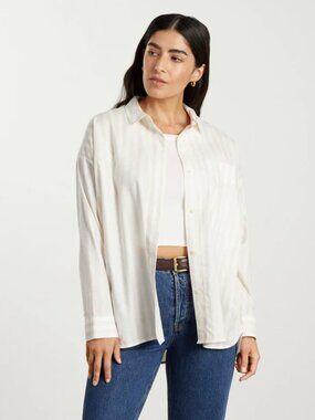 Everlane Oversized Silky Cotton Shirt in Sand Stripe